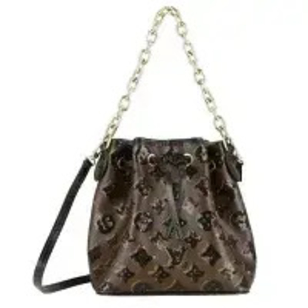 Louis Vuitton Noe Monogram Sequin Canvas Leather Black Brown